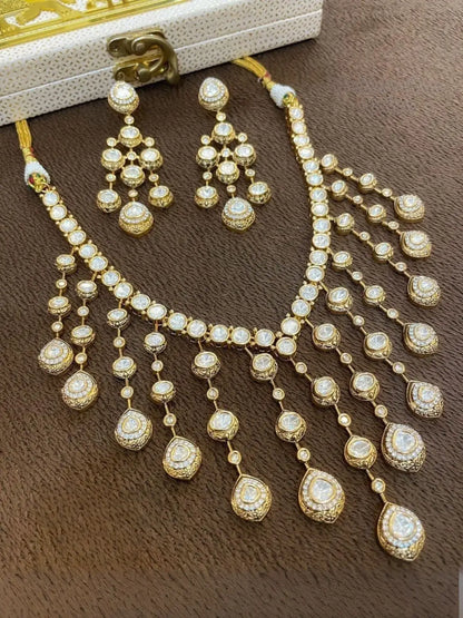 Ishhaara Gold Finish Moissanite Polki Choker