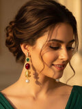 Ishhaara Gold Finish Moissanite Polki Dangler Earrings