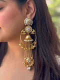 Ishhaara Gold Finish Ornate Chandbali Earrings