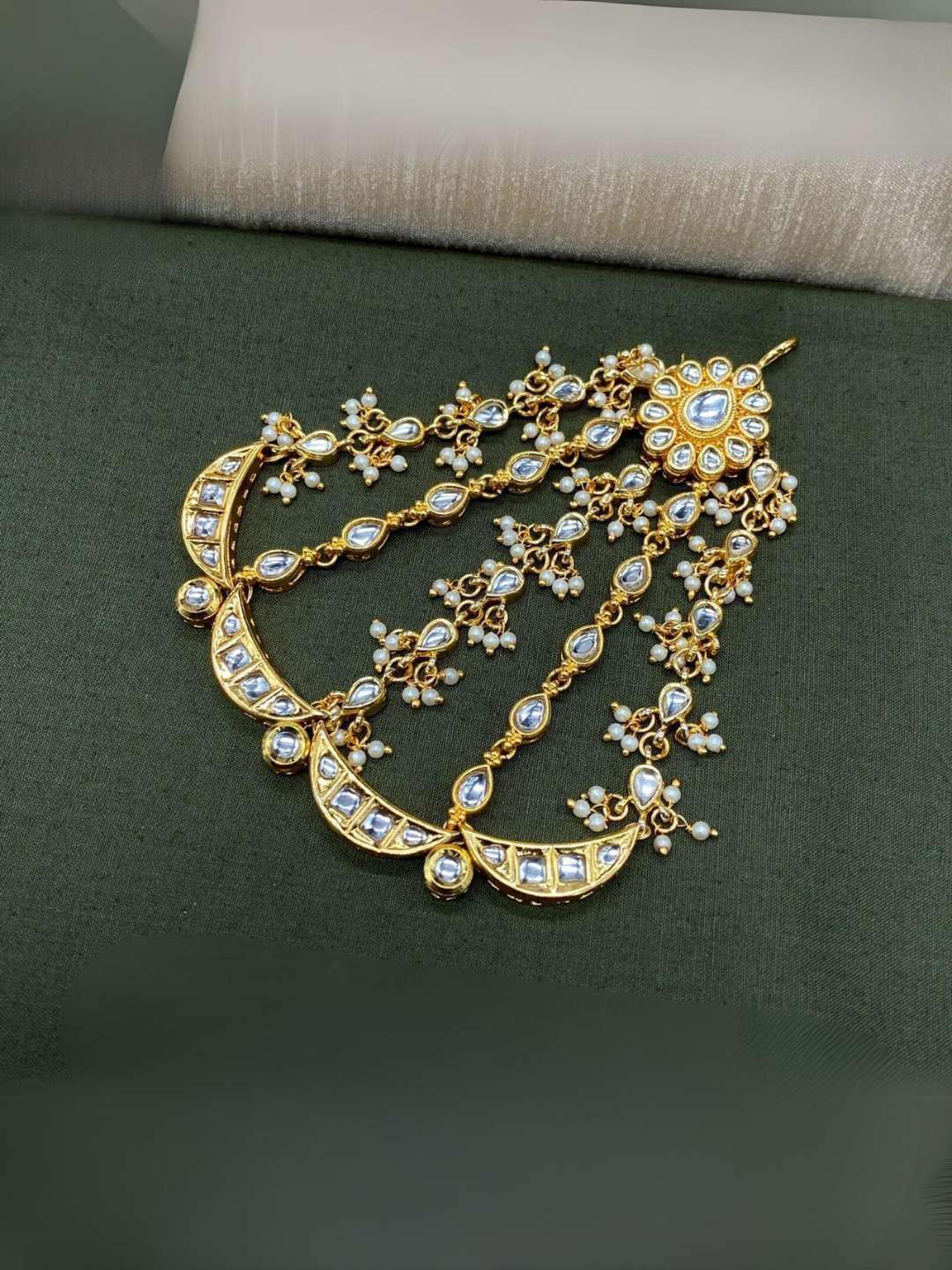 Ishhaara Gold Finish Pearl Meenakari Passa