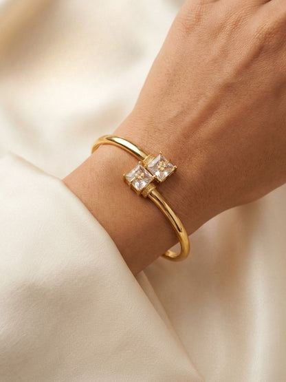 Ishhaara Gold Finish Stone Studded Flexible Bracelet