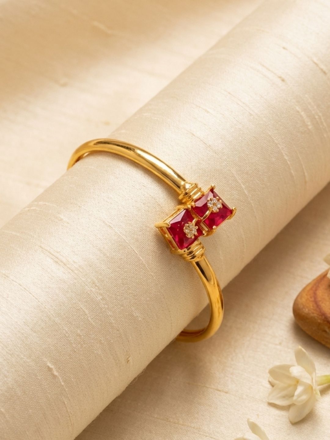 Ishhaara Gold Finish Stone Studded Flexible Bracelet