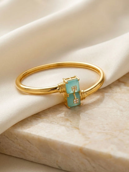 Ishhaara Gold Finish Stone Studded Flexible Bracelet