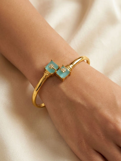 Ishhaara Gold Finish Stone Studded Flexible Bracelet