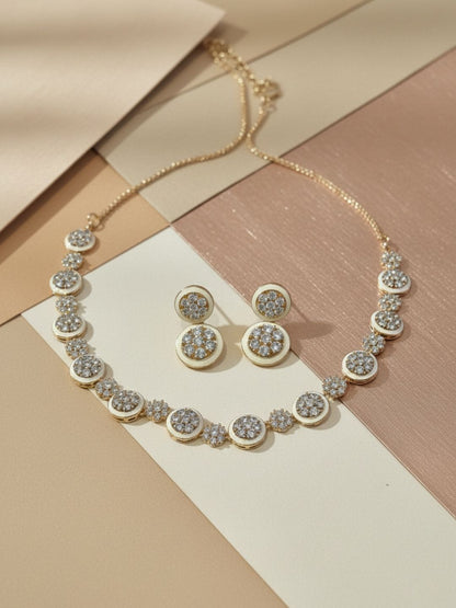 Ishhaara Gold Finish Zircon Necklace Set