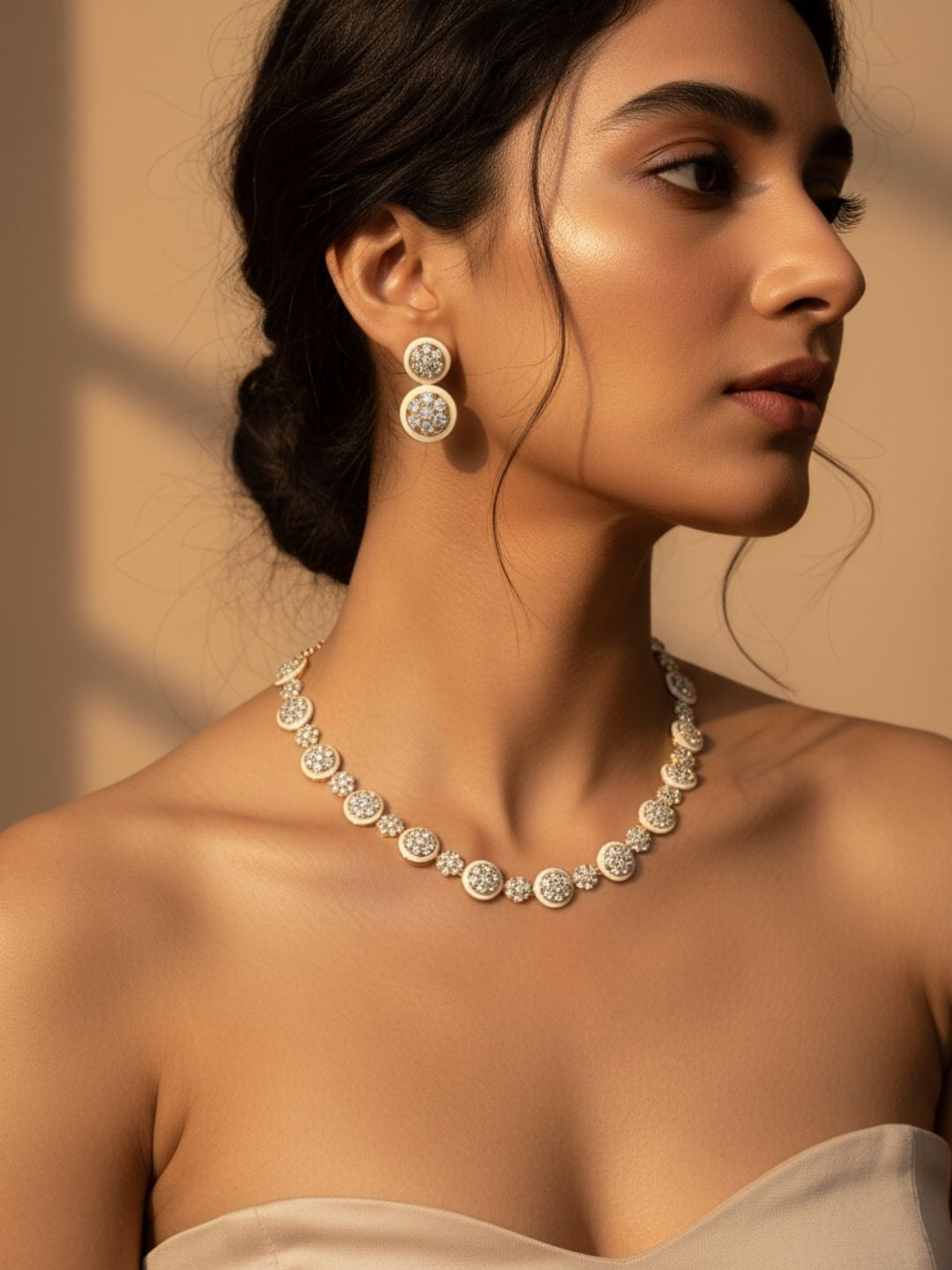 Ishhaara Gold Finish Zircon Necklace Set