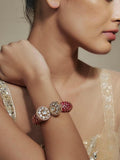 Ishhaara Gold Finished Meenakari Designer Statement Polki Kada