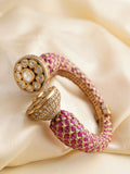 Ishhaara Gold Finished Meenakari Designer Statement Polki Kada