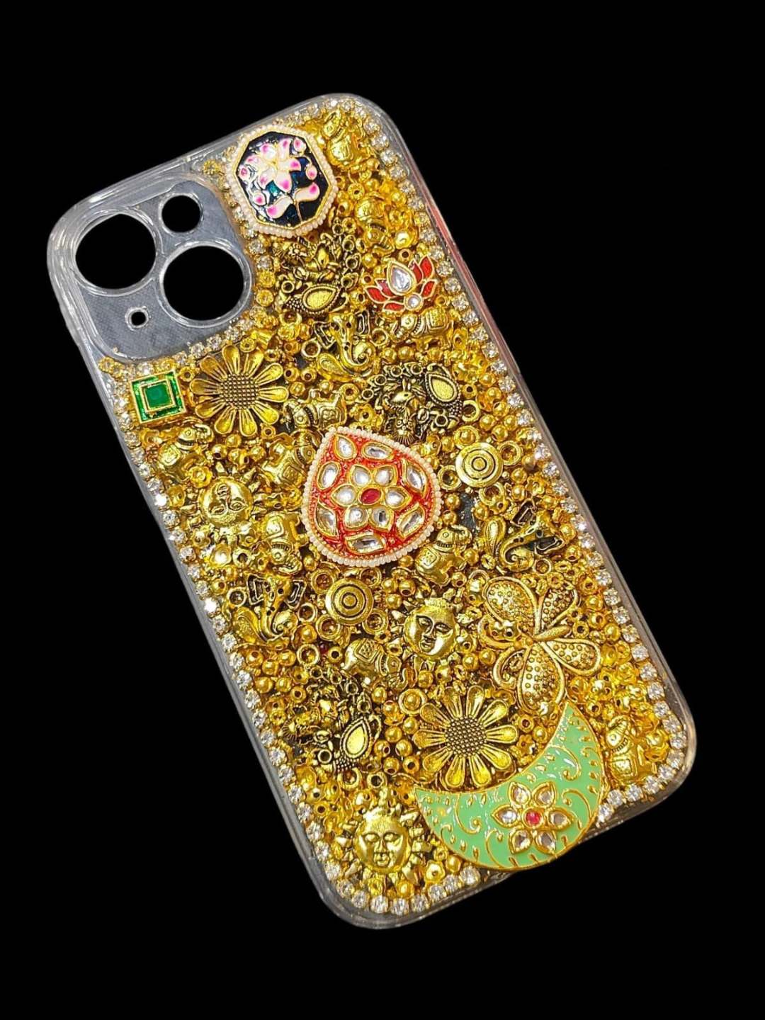 Ishhaara Gold Flower Beaded Phone Case
