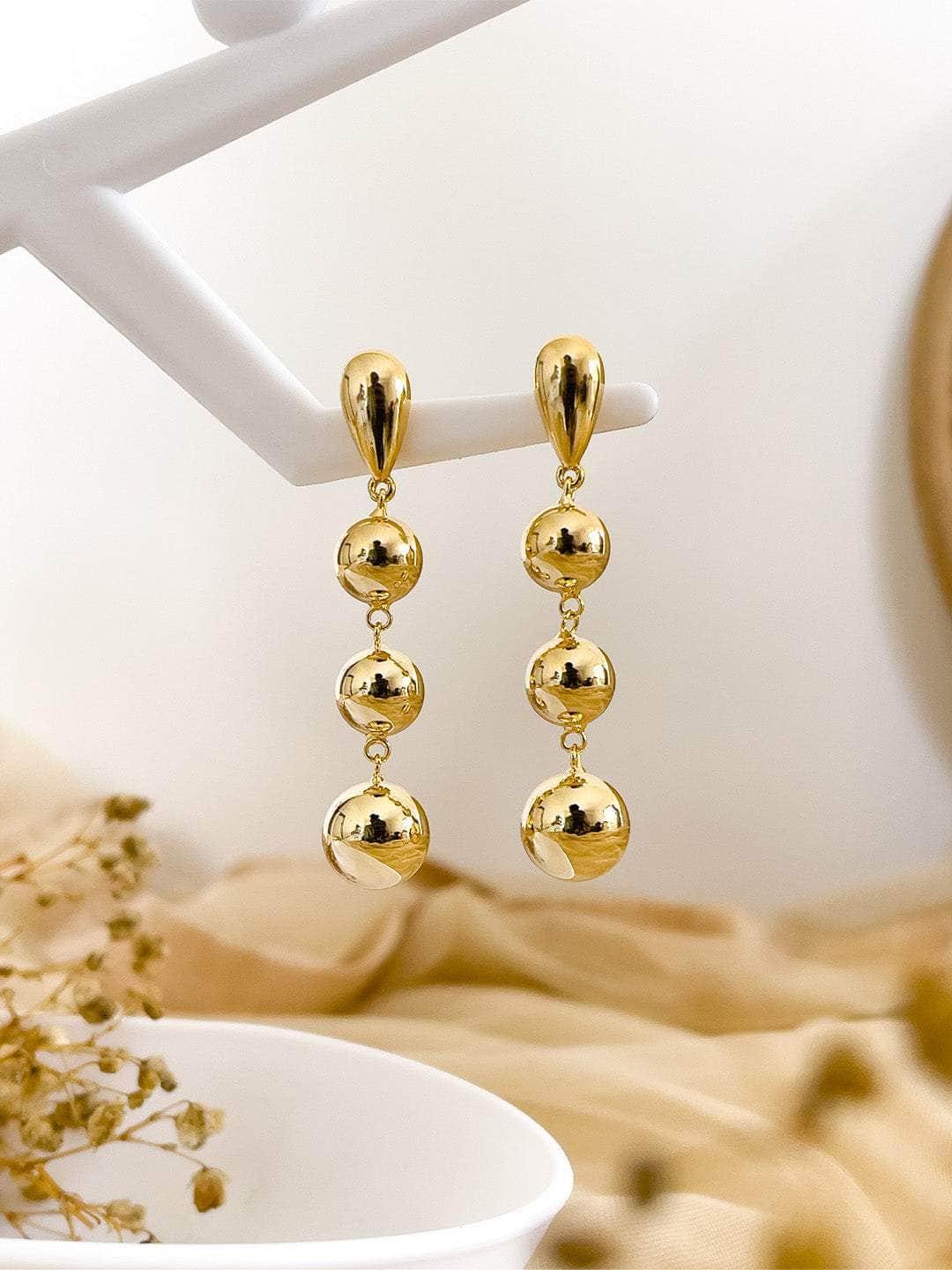Ishhaara Gold Geometric Ball Pendant Earrings