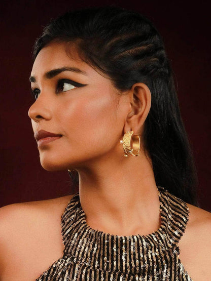 Ishhaara Gold Hammered Thick Hoops
