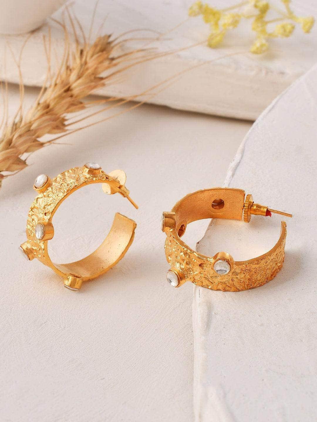 Ishhaara Gold Hammered Thick Hoops