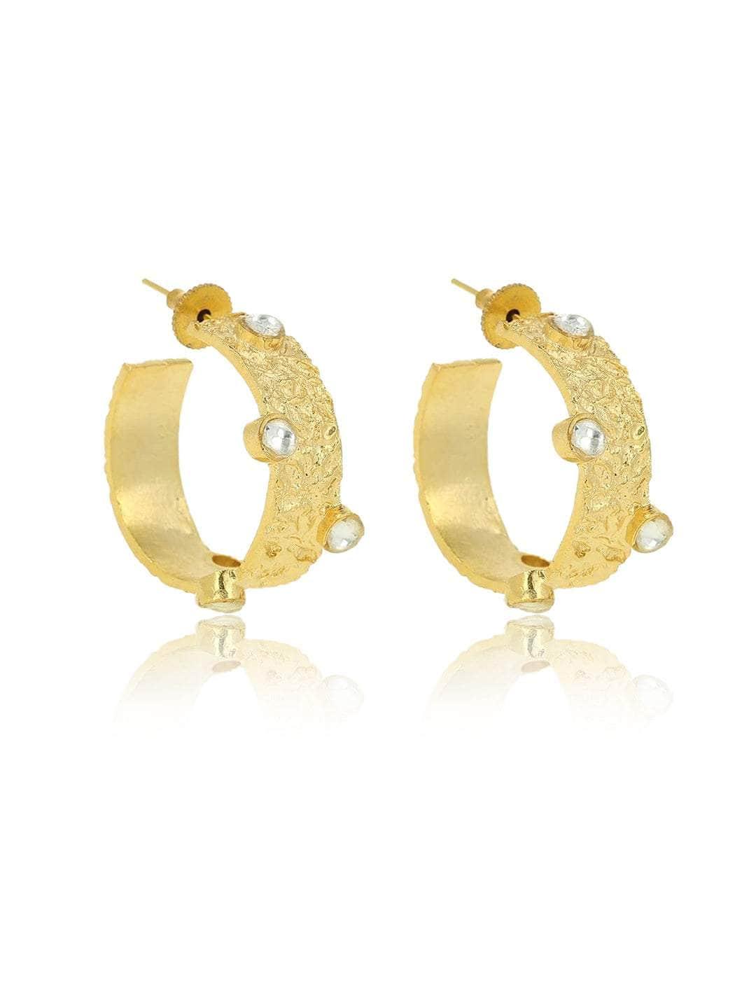 Ishhaara Gold Hammered Thick Hoops
