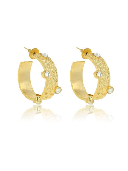 Ishhaara Gold Hammered Thick Hoops