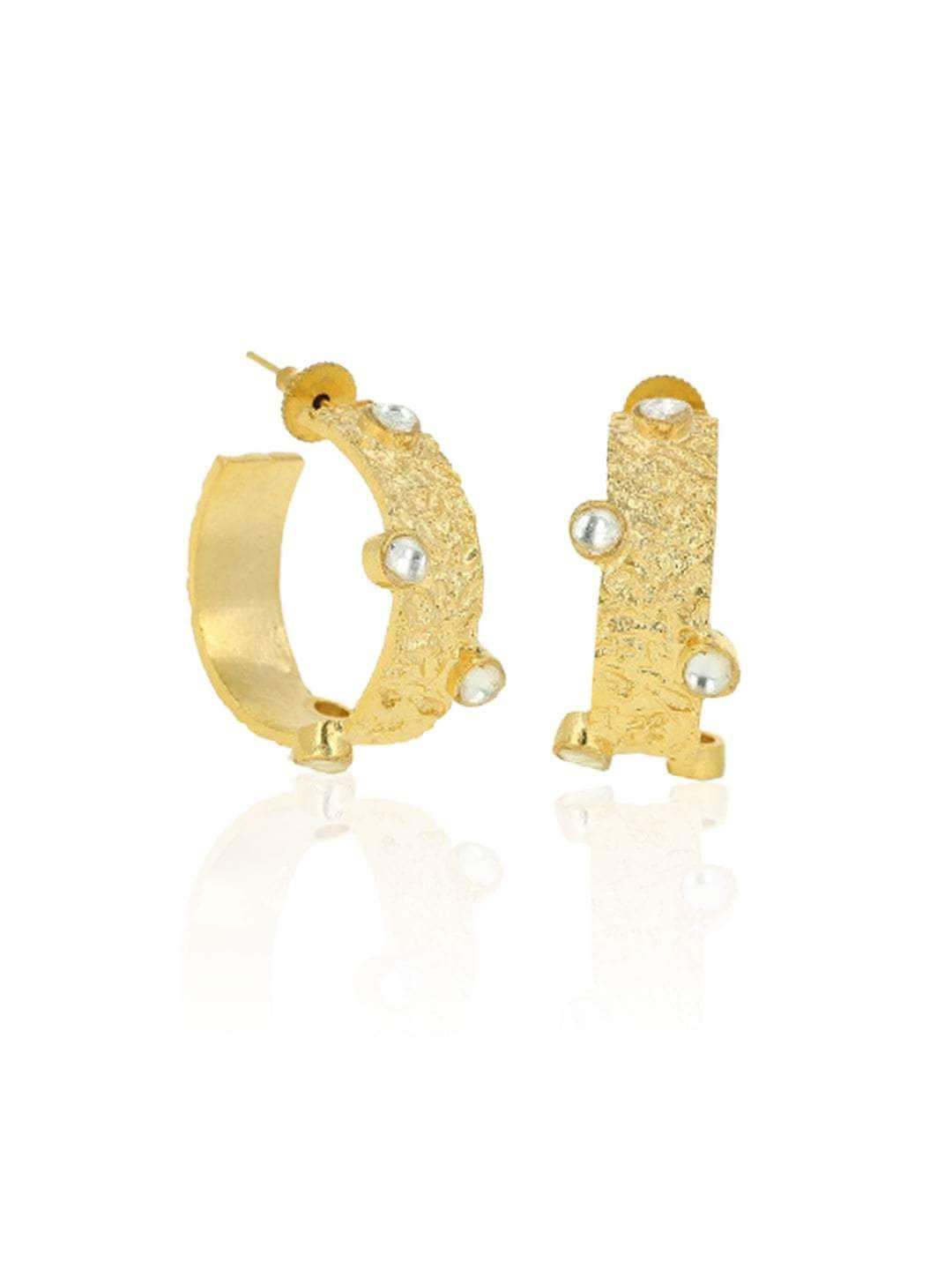 Ishhaara Gold Hammered Thick Hoops