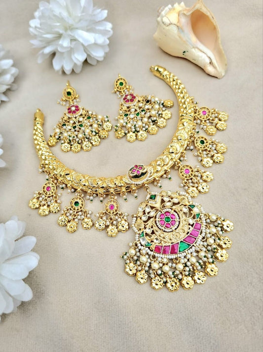 Ishhaara Gold Kundan Bridal Necklace Set