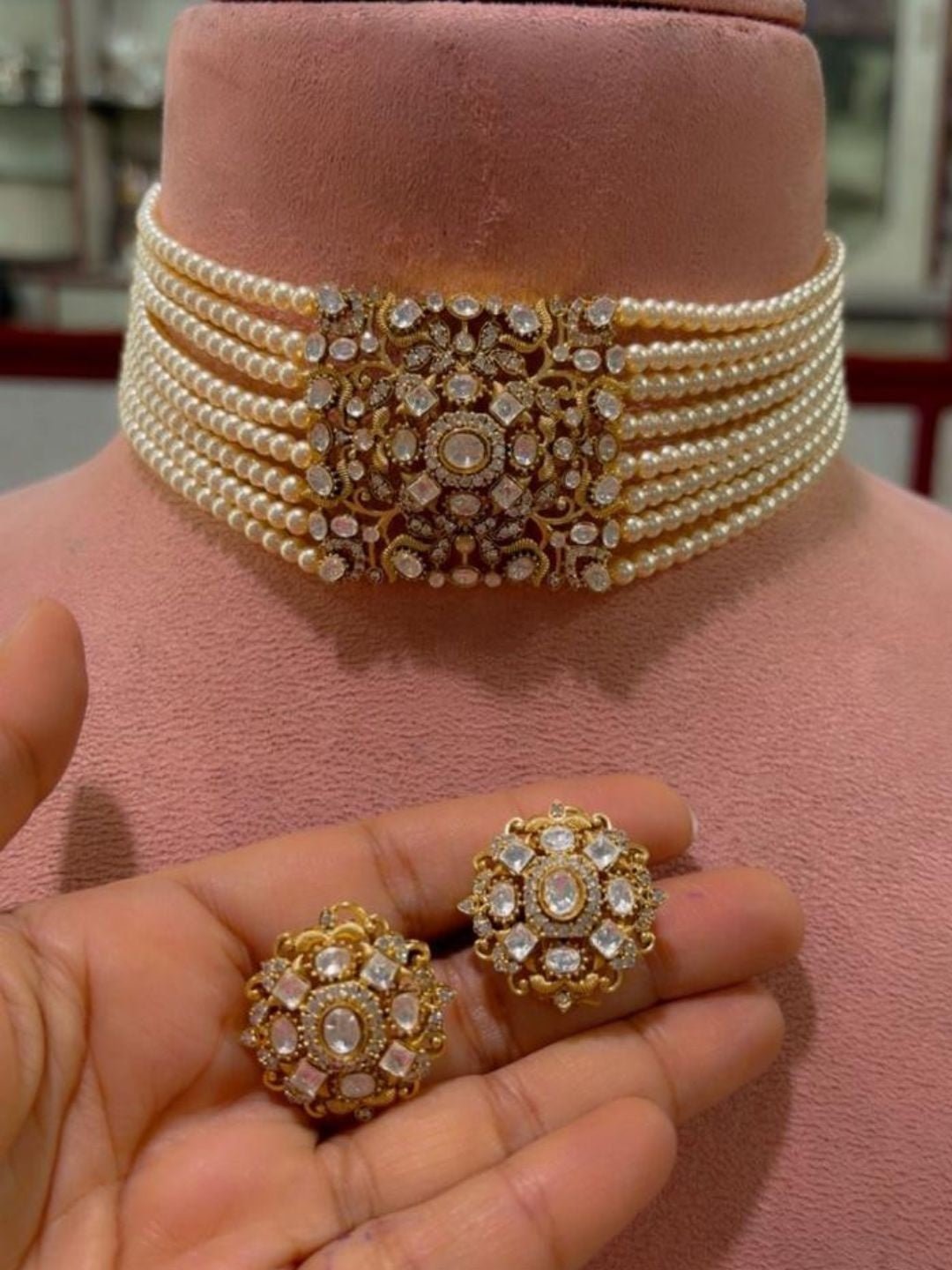 Ishhaara Gold Kundan Choker With Statement Ring