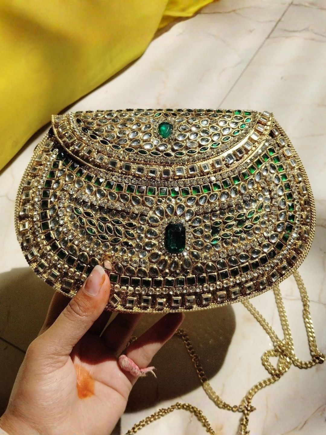 Ishhaara Kundan Embellished Clutch Purse — handcrafted Indian jewellery