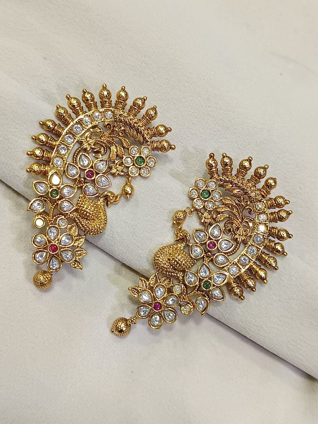 Ishhaara Gold Kundan Statement Earrings