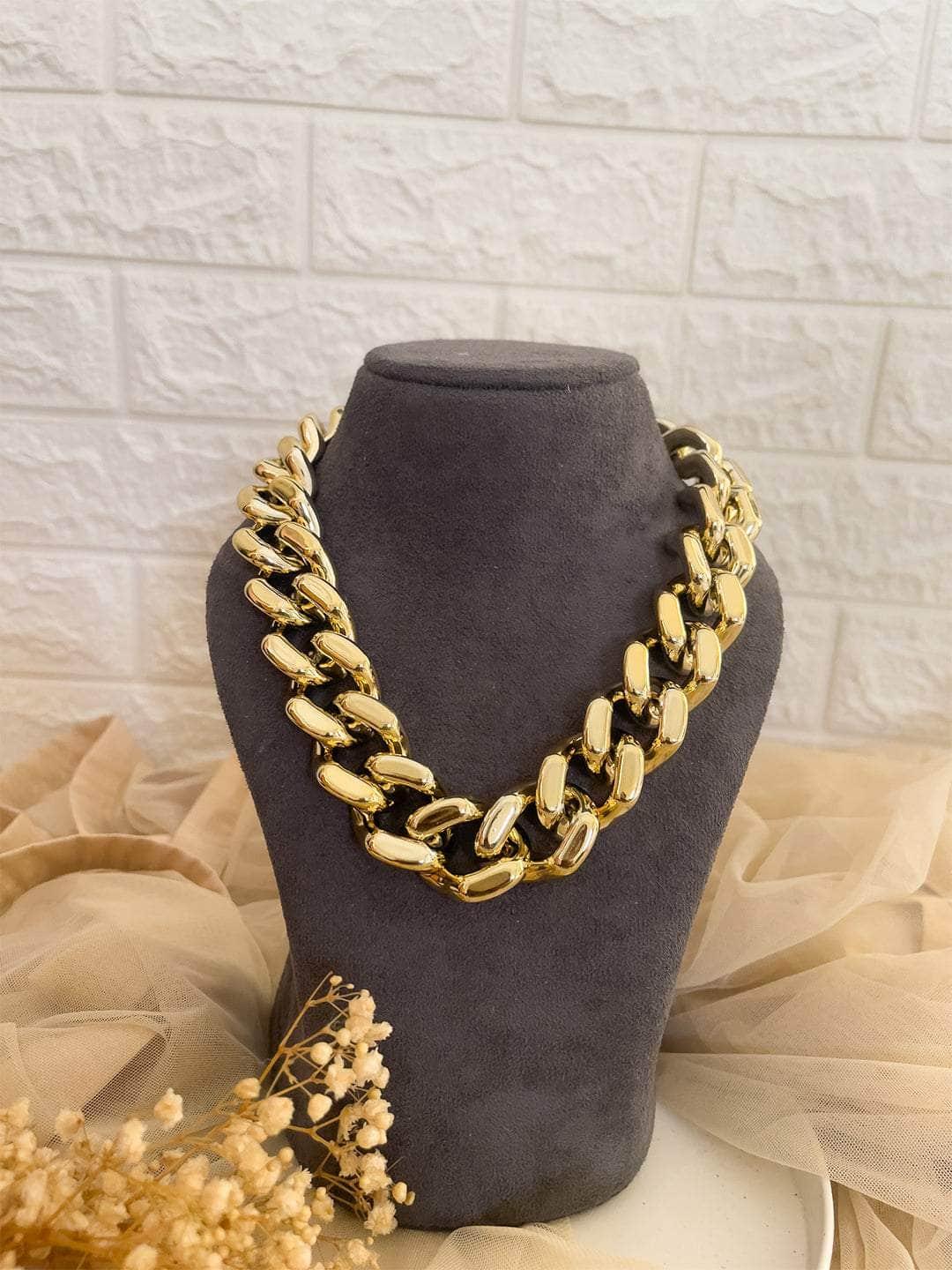 Ishhaara Gold Lock Chain Statement Necklace