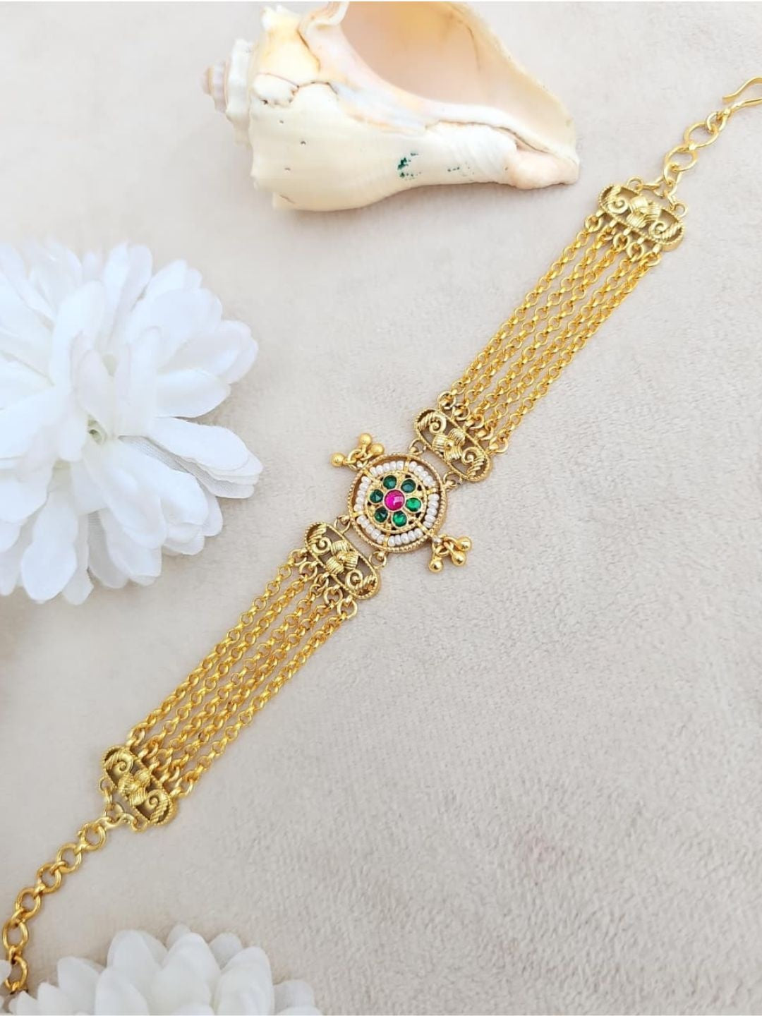 Ishhaara Gold Mesh Mathapatti - handcrafted Indian jewellery