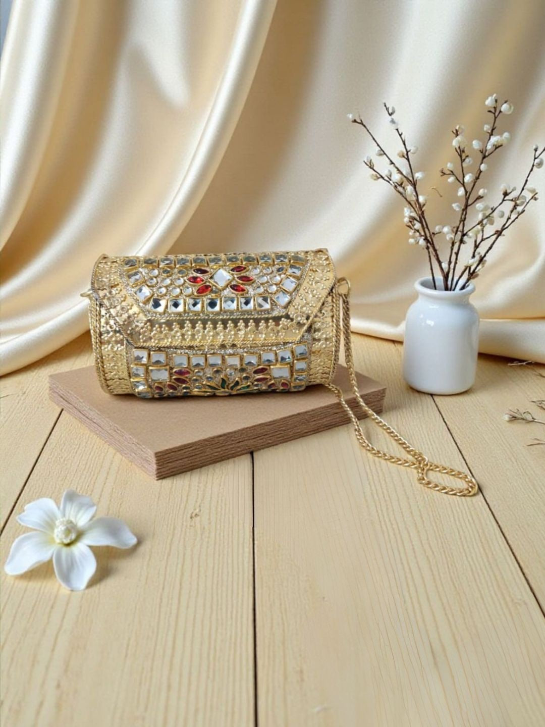Ishhaara Kundan Embellished Clutch — handcrafted Indian jewellery