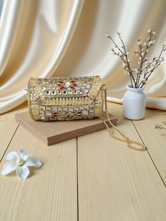 Ishhaara Kundan Embellished Clutch — handcrafted Indian jewellery