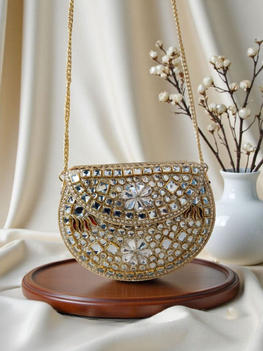 Ishhaara Kundan Embellished Clutch Purse