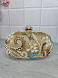 Ishhaara Gold New Design Embroidery Oval Clutch