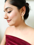 Ishhaara Gold Oval Teardrop Earrings