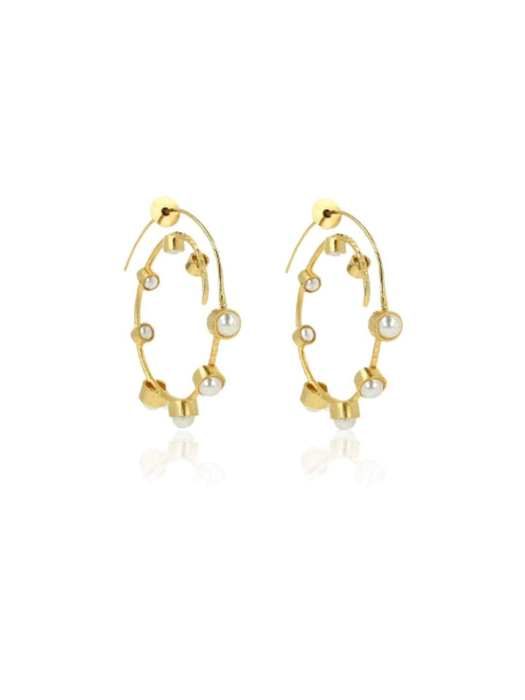 Ishhaara Gold Pearl Big Hoop Earring