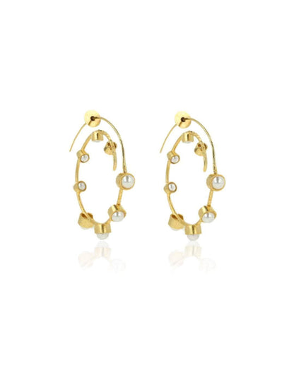 Ishhaara Gold Pearl Big Hoop Earring