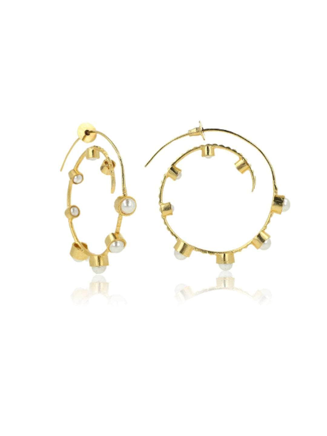 Ishhaara Gold Pearl Big Hoop Earring