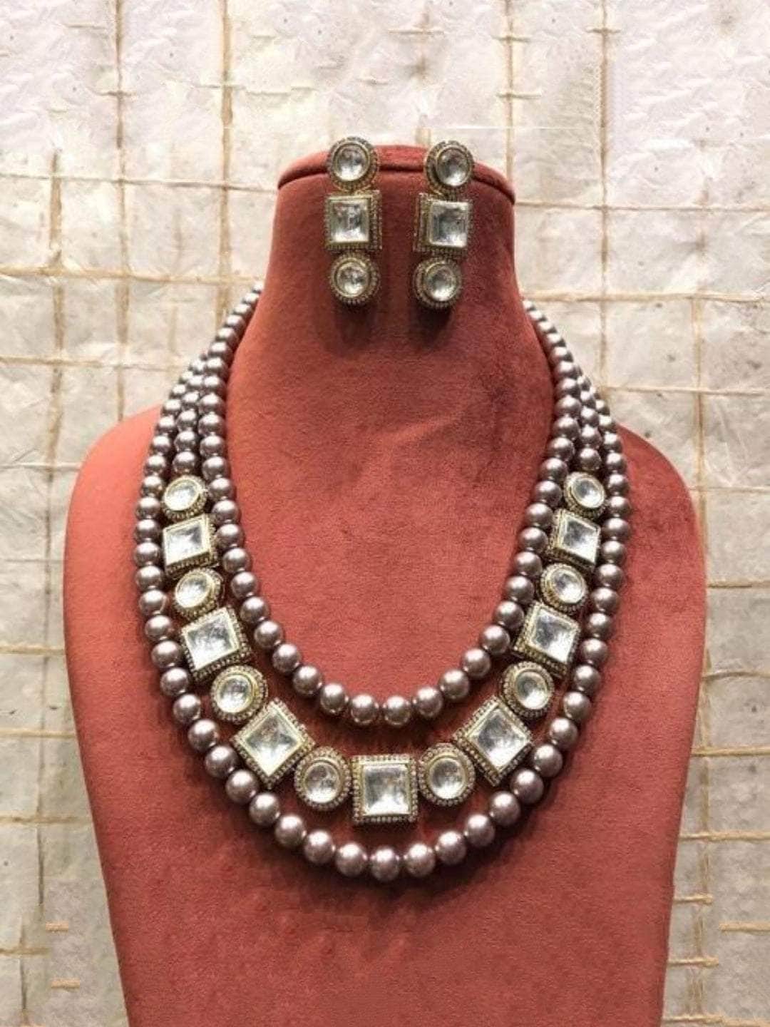 Ishhaara Gold Pearls Polki Necklace