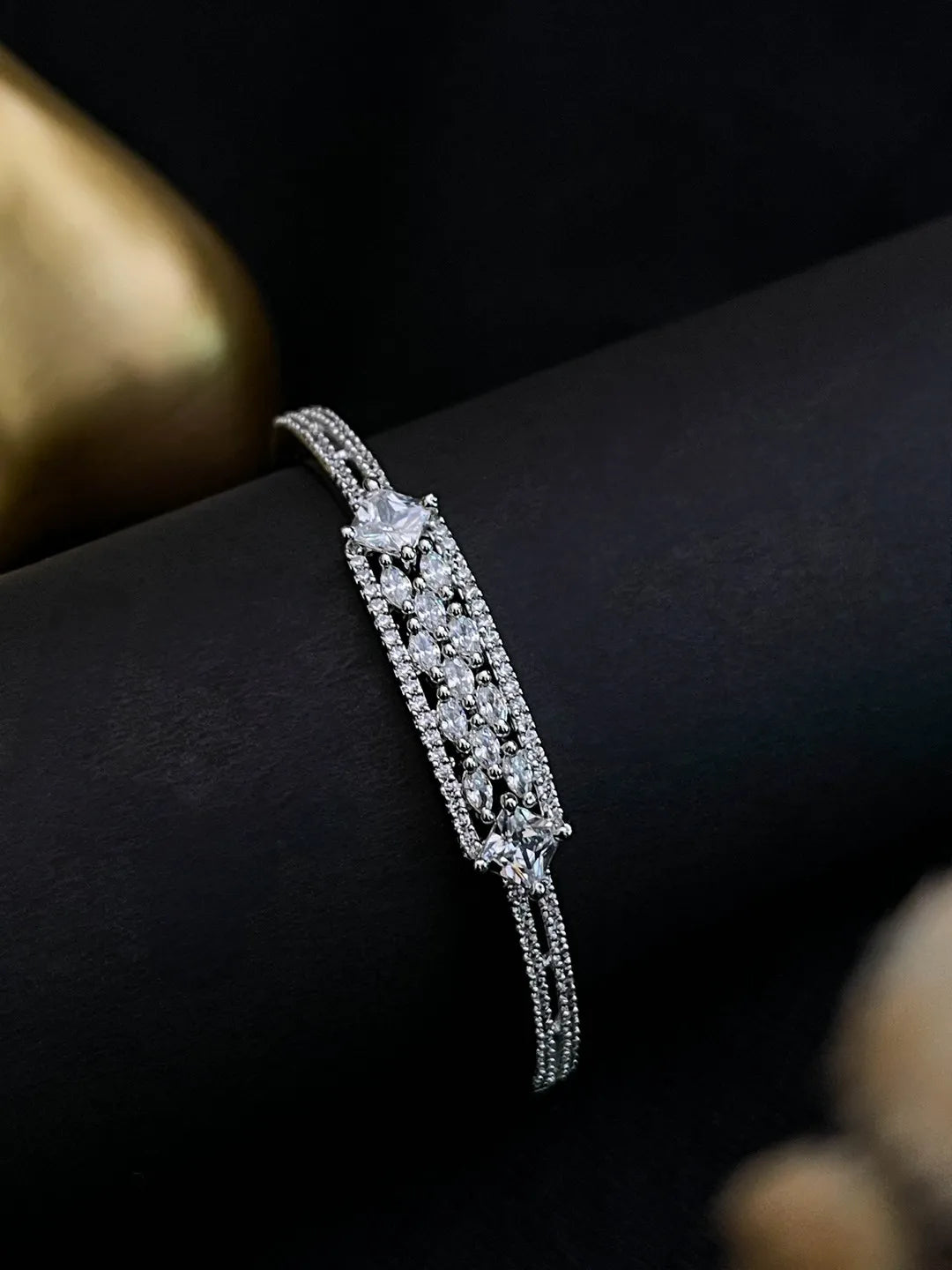 Ishhaara Gold Plated American Diamond Studded Bracelet