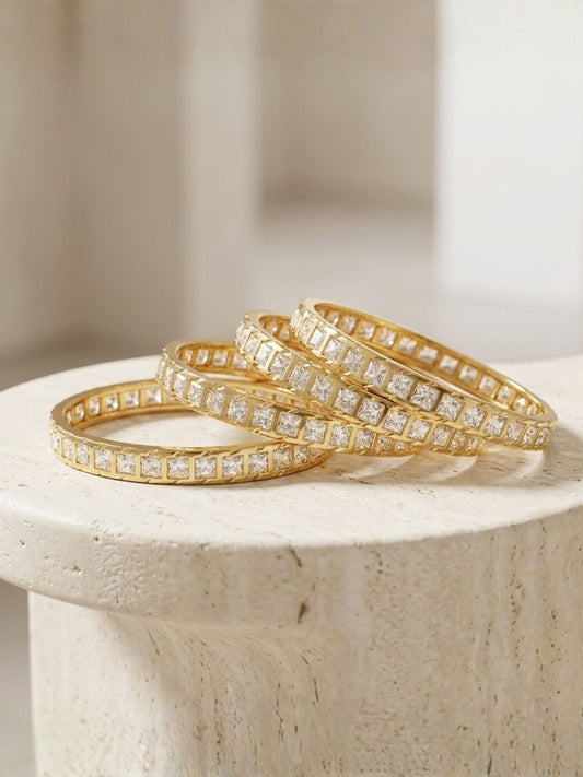 Ishhaara Gold Plated Big Rectangle Shape Ad Bangles
