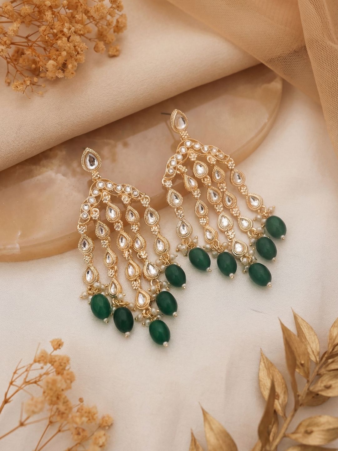 Ishhaara Gold Plated Contemporary Drop Earrings