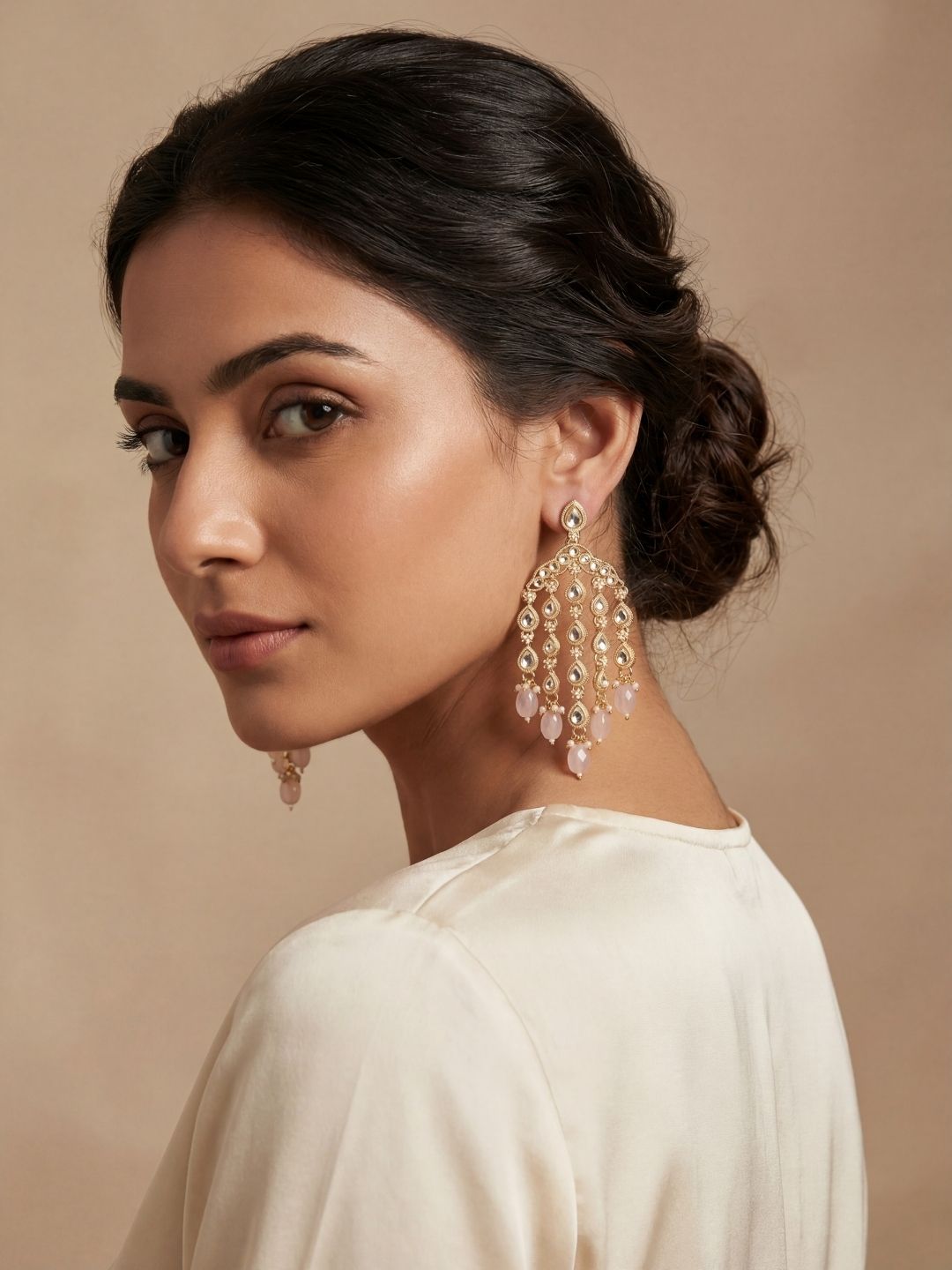 Ishhaara Gold Plated Contemporary Drop Earrings