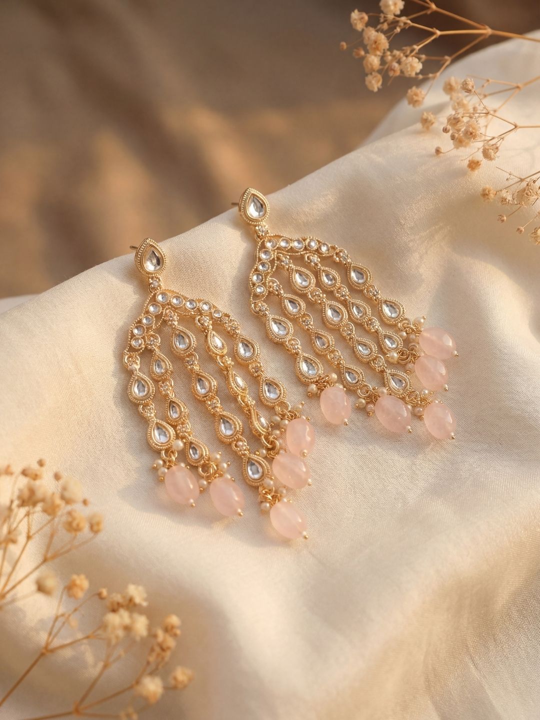 Ishhaara Gold Plated Contemporary Drop Earrings