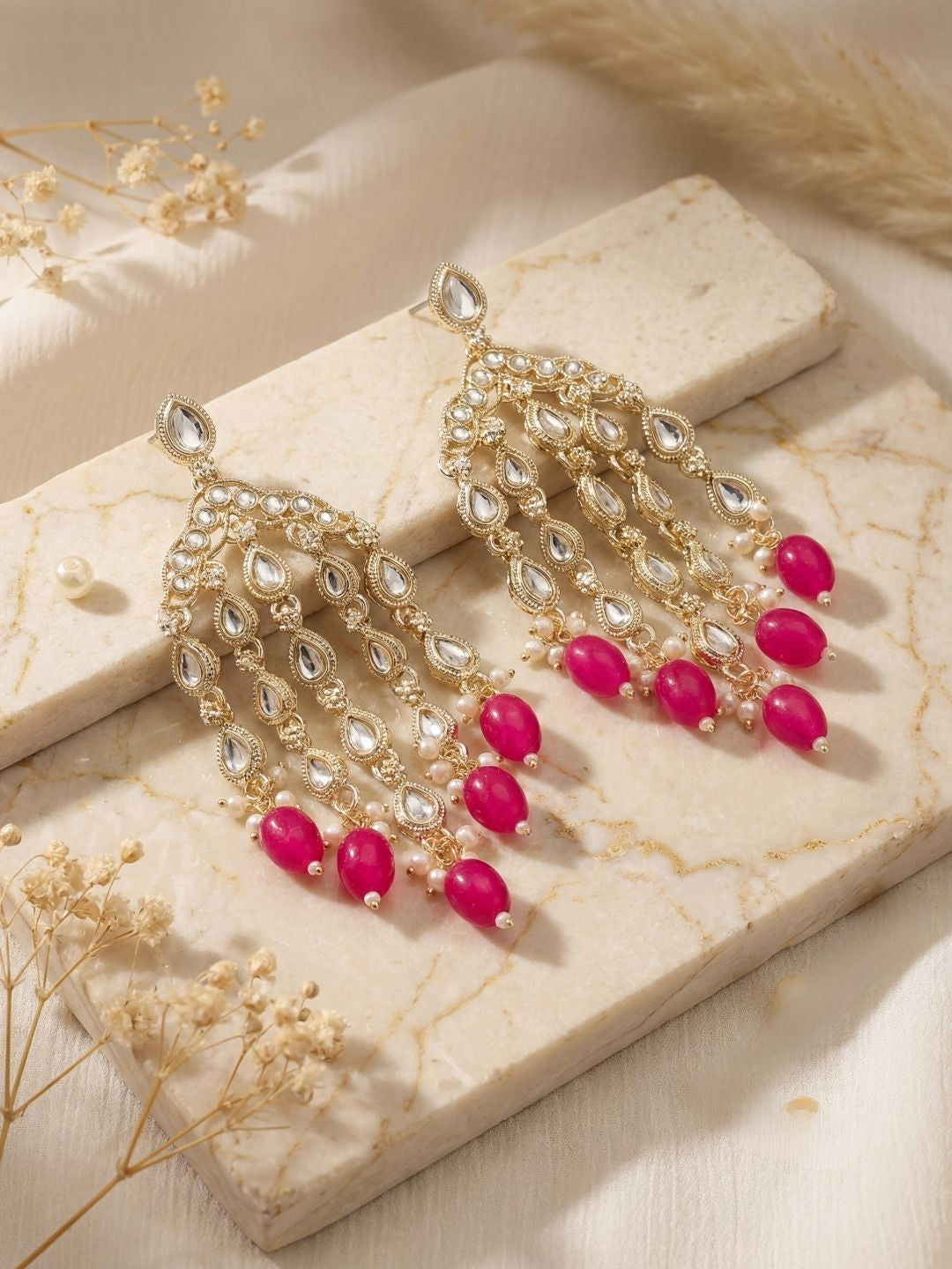 Ishhaara Gold Plated Contemporary Drop Earrings