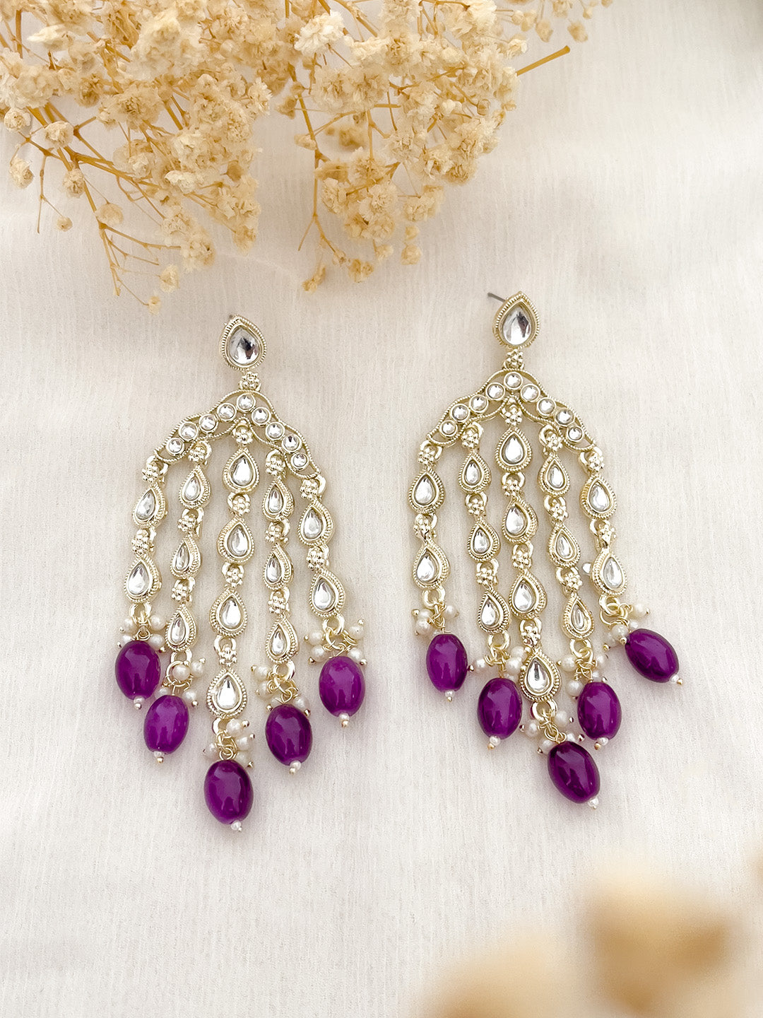 Ishhaara Gold Plated Contemporary Drop Earrings