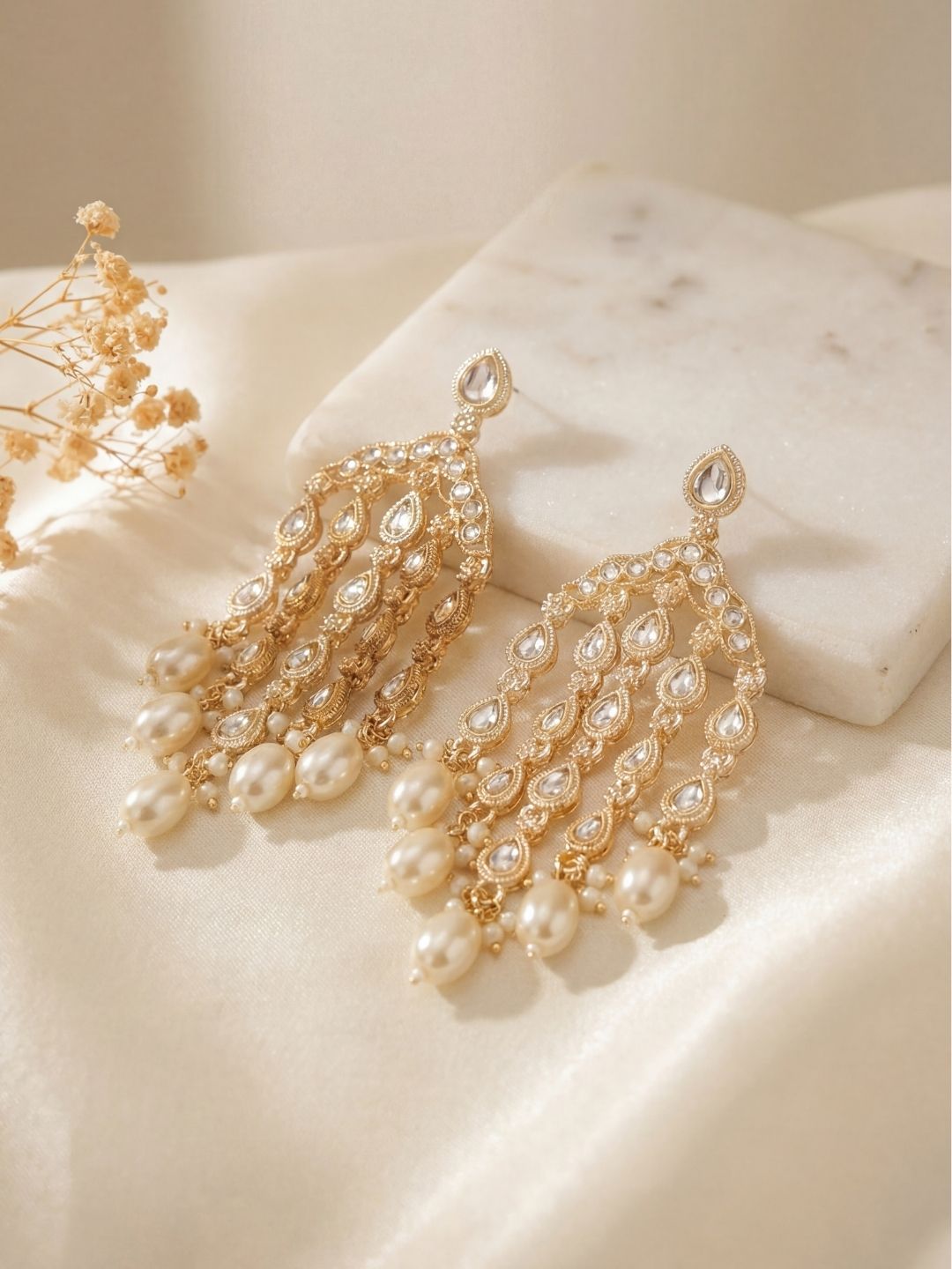 Ishhaara Gold Plated Contemporary Drop Earrings