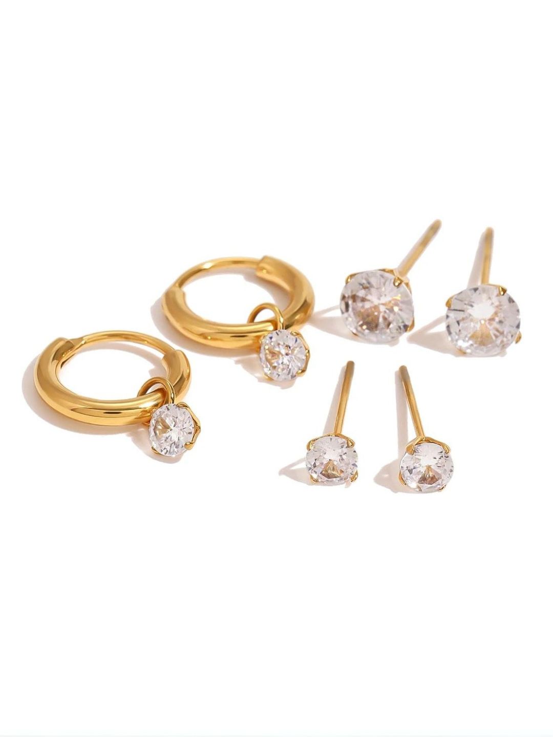 Ishhaara Gold Plated Cubic Zirconia Dainty Earrings