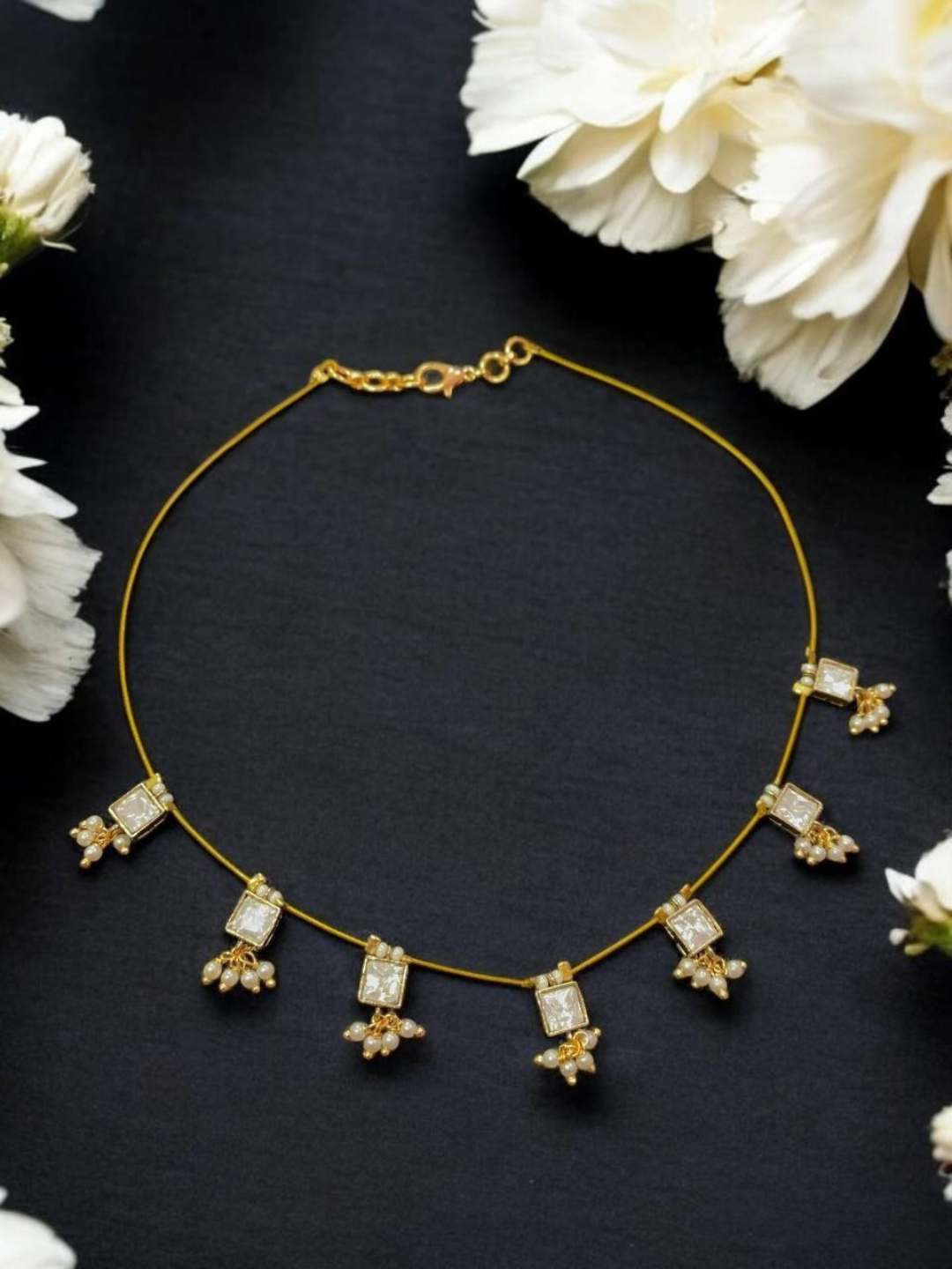 Ishhaara Gold Plated Cubic Zirconia Minimal Necklace