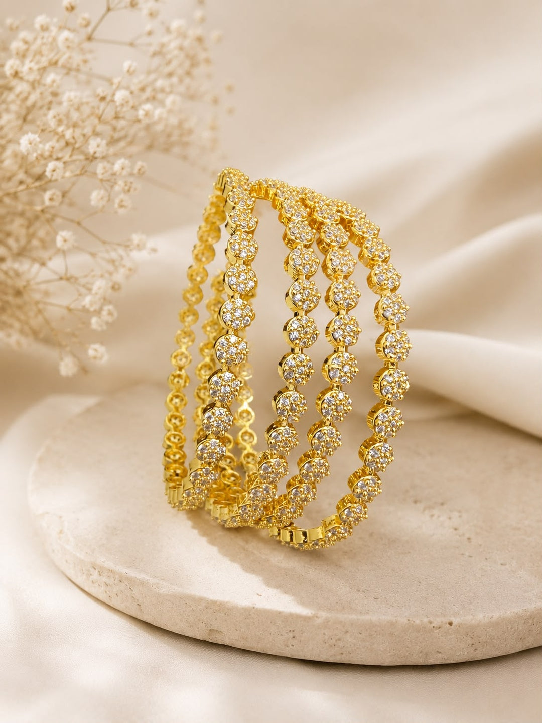 Ishhaara Gold-Plated Diamond Studded Bangles — handcrafted Indian jewellery