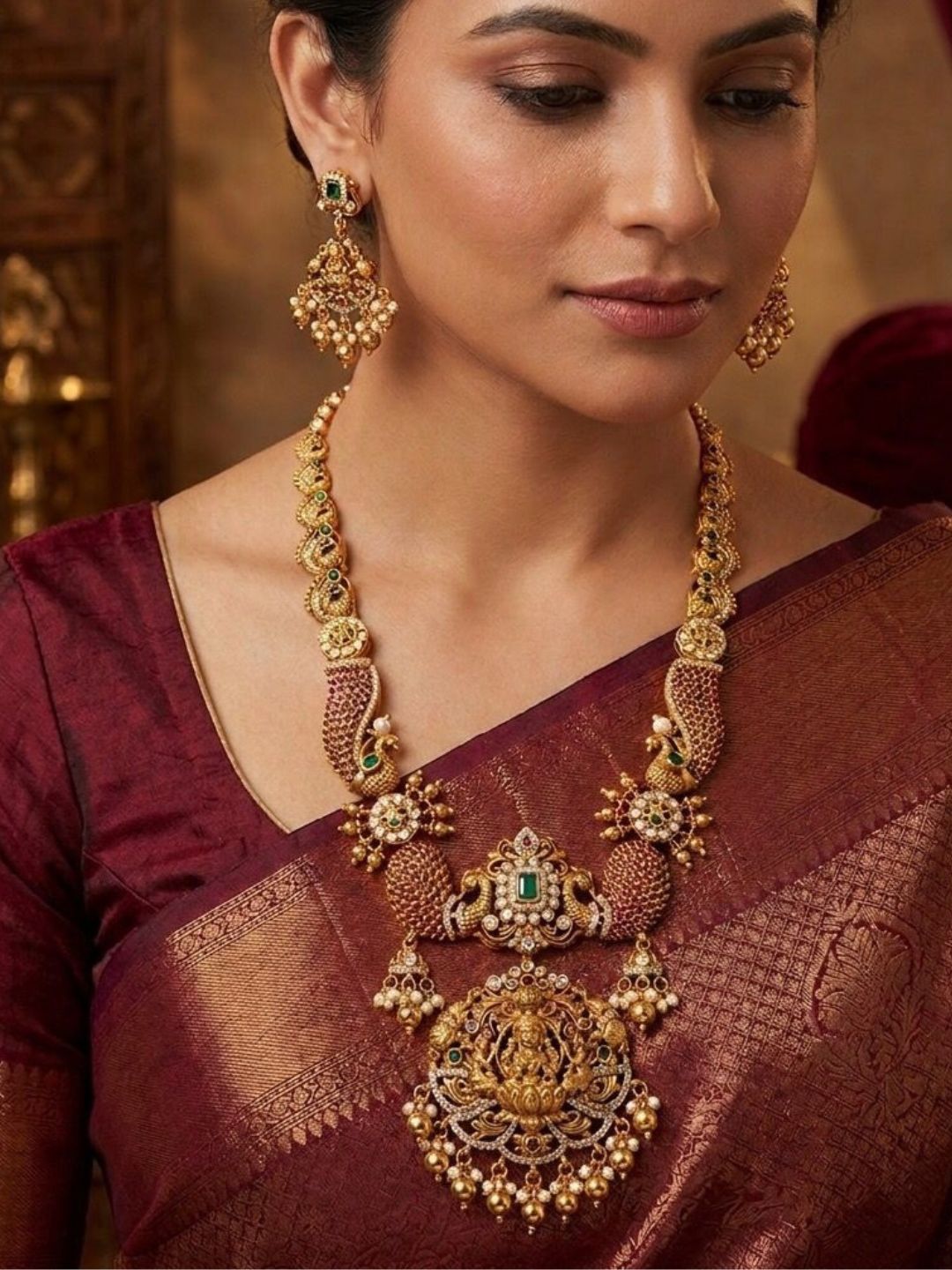 Ishhaara Gold Plated Gajalakshmi Long Haram