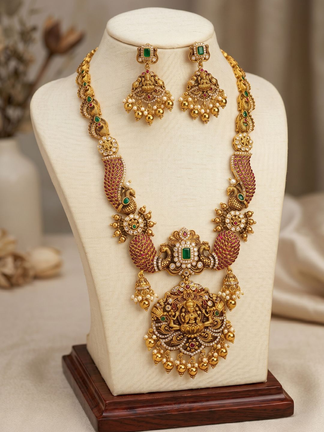 Ishhaara Gold Plated Gajalakshmi Long Haram