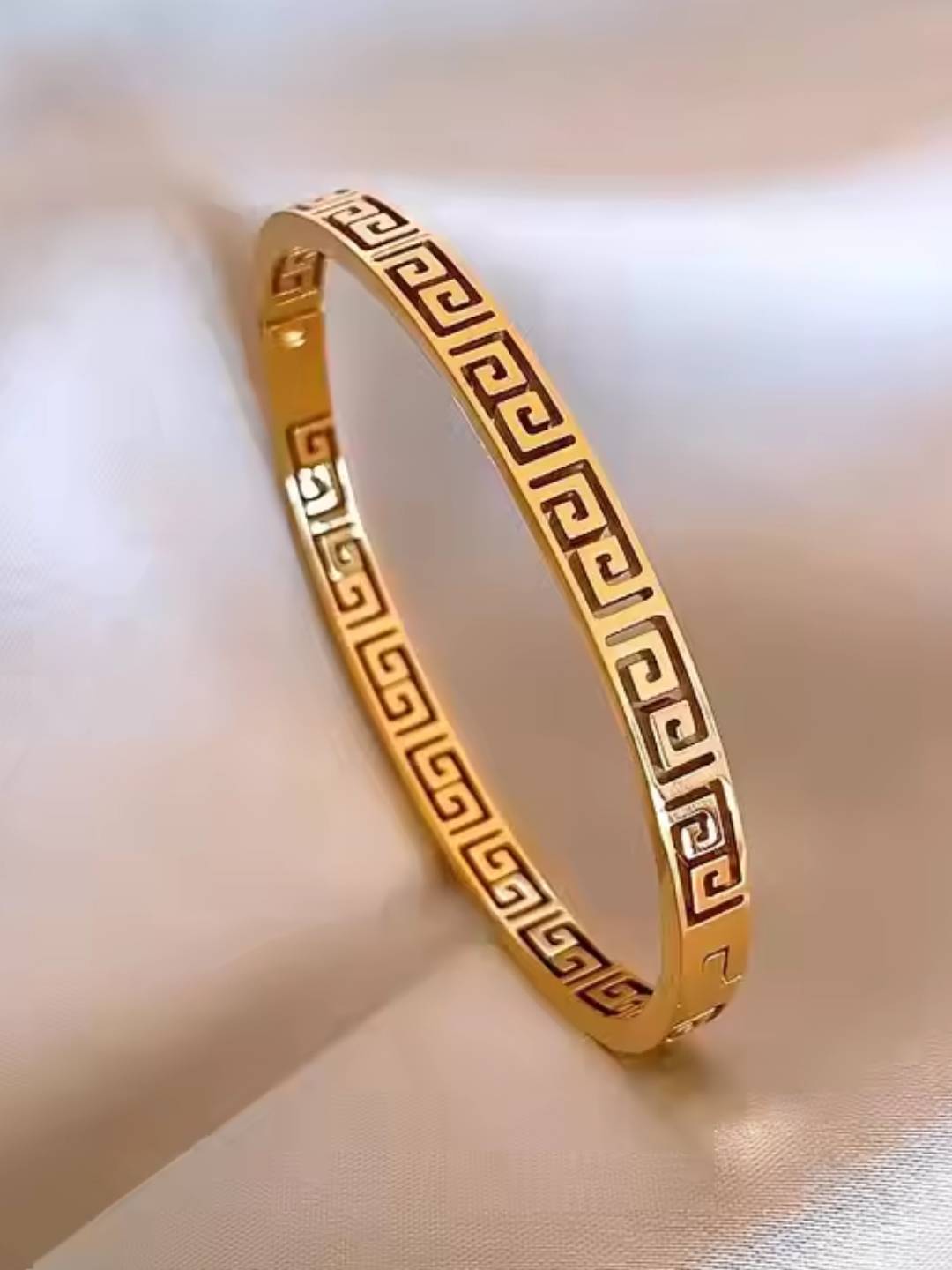 Ishhaara Gold Plated Greek Key Bangle Bracelet