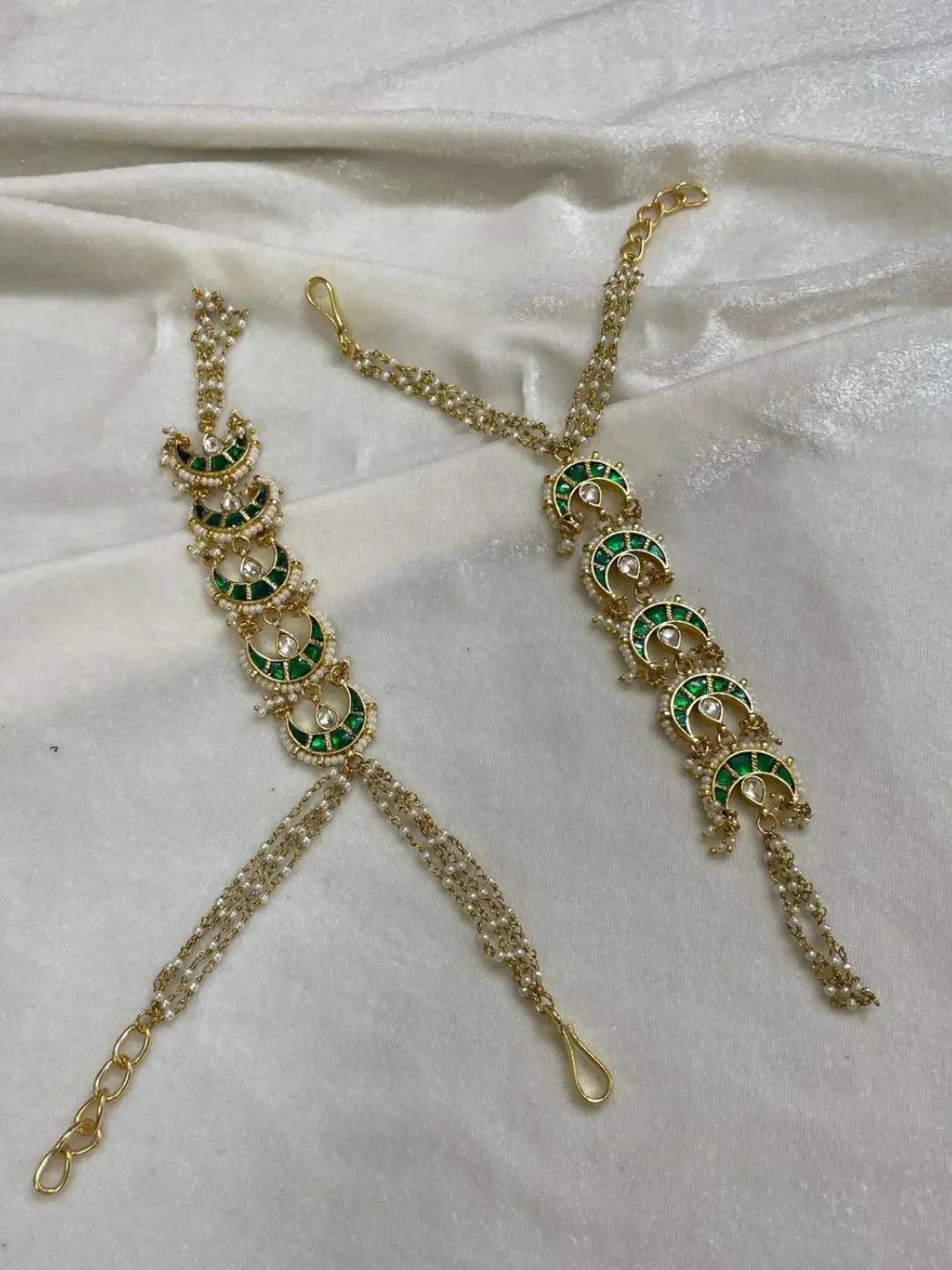 Ishhaara Gold Plated Green Kundan Hathphool