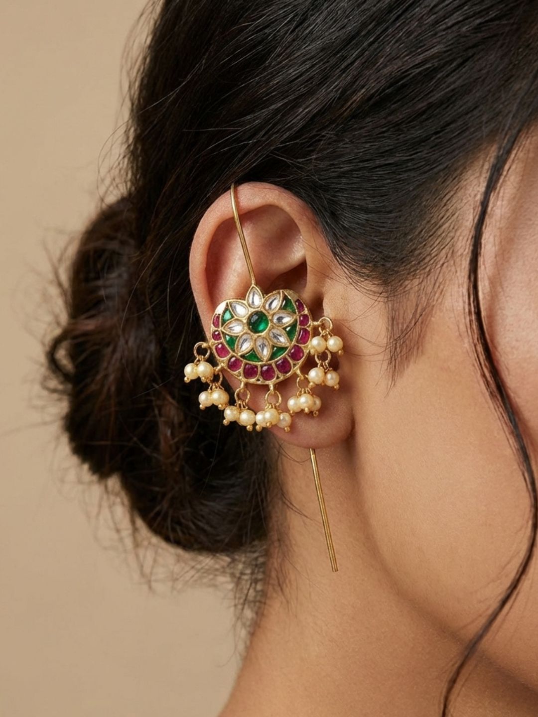 Ishhaara Gold Plated Jadau Kundan Bugadi Earrings